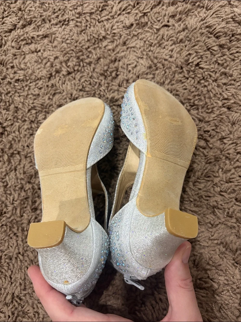 Girls Cream Glitter-Back Chelsea Boots